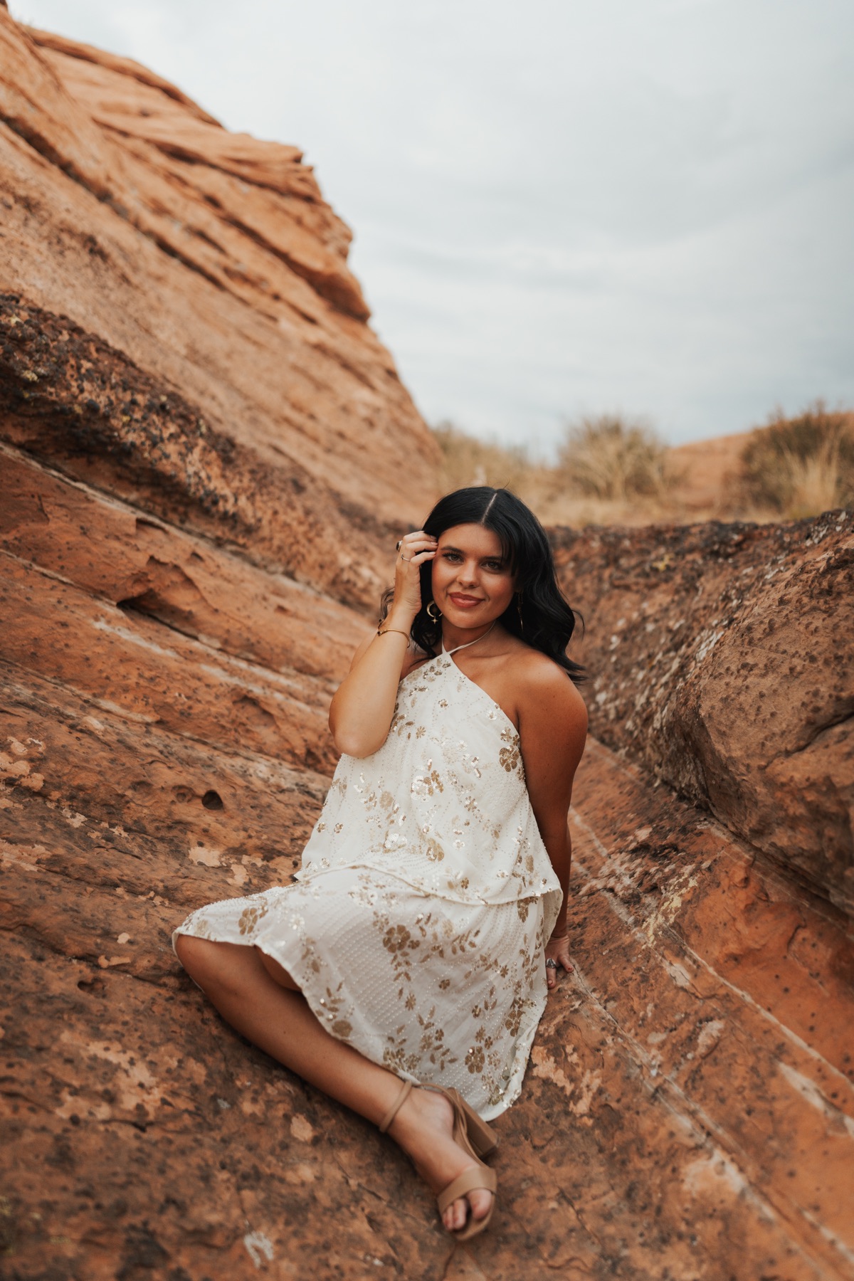 Kelsey among desert sandstone formations