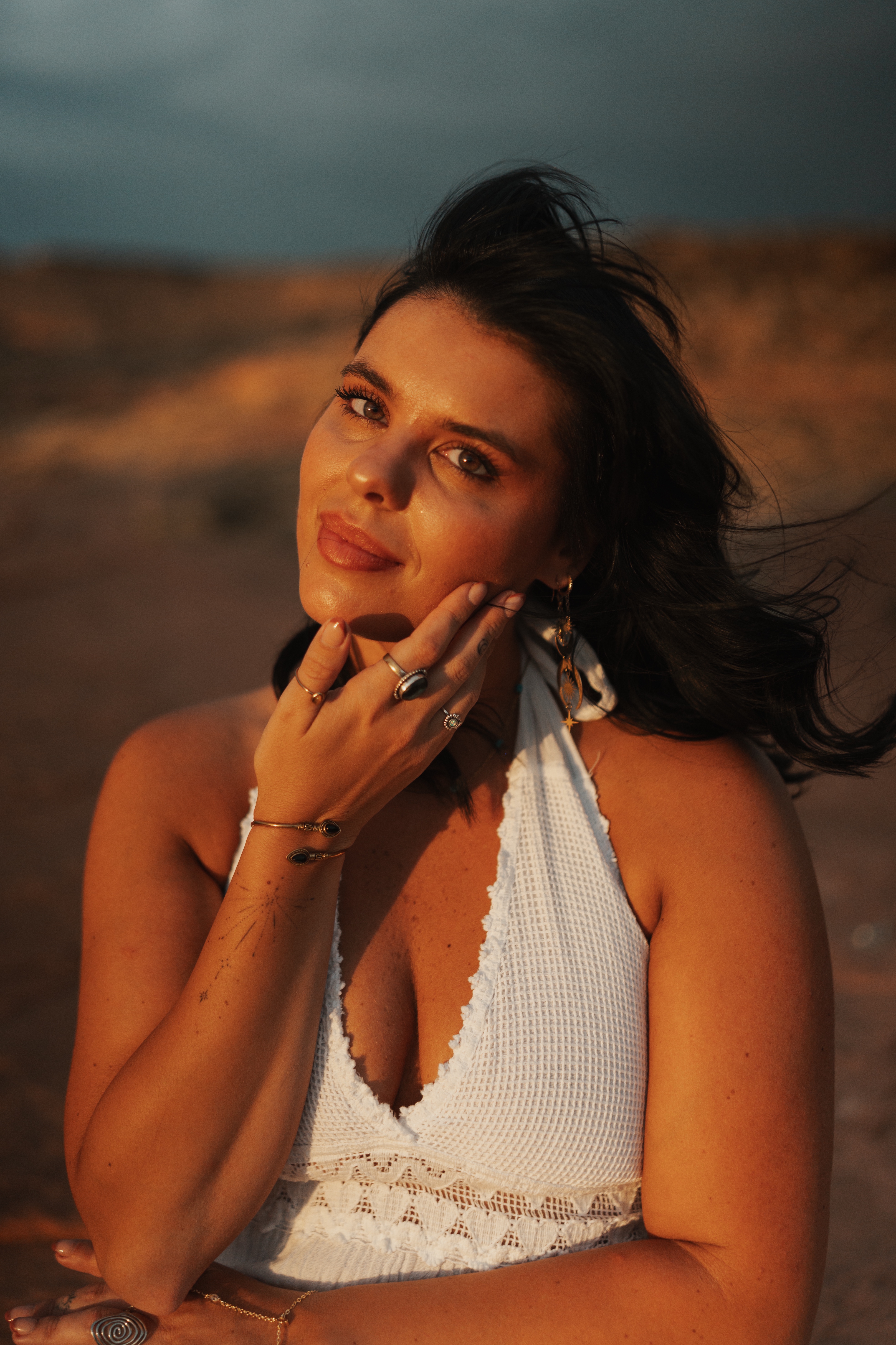Kelsey in golden desert sunlight